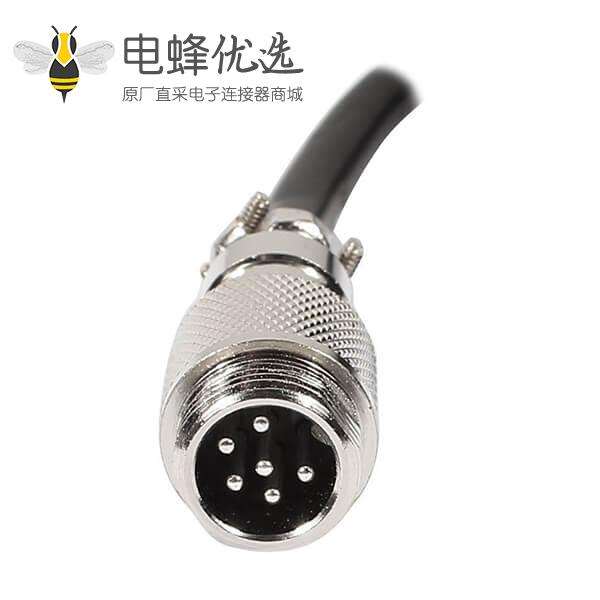 GX12-6芯防水航空插头带线对接式电源线延长线1M