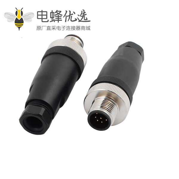 M12 8 芯公头连接器组装式航空插头2PCS