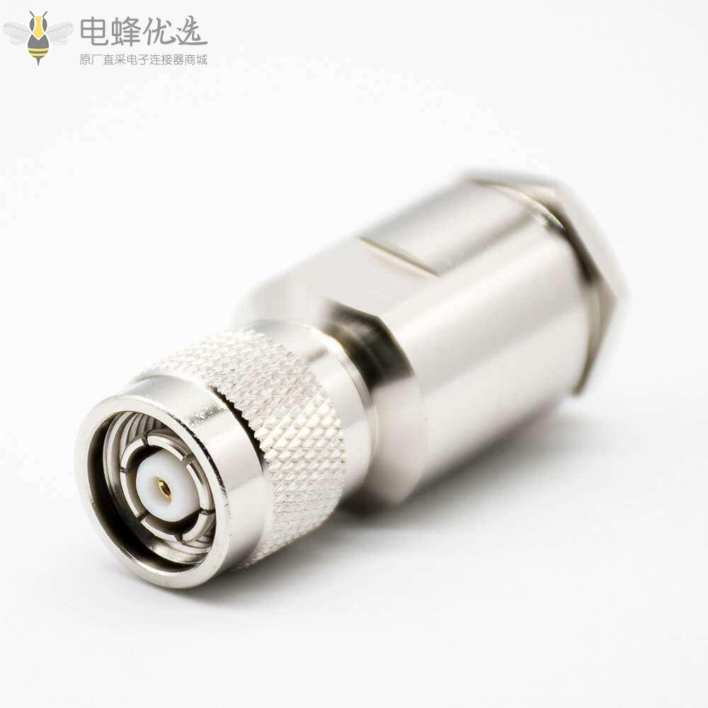 tnc公头螺母锁紧镍直式50&Omega;公头反极接线LMR400螺丝锁紧TNC组装接头RF连接器
