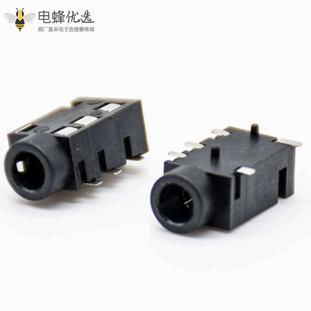 DC插座贴片不带屏蔽塑料黑色水平母插座