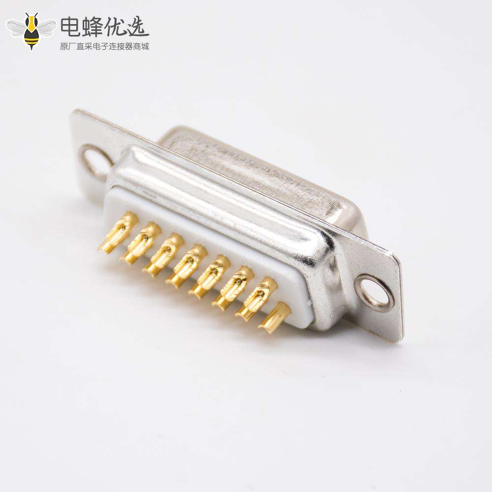 D Sub车针连接器2排15针母头直式焊杯白色胶芯