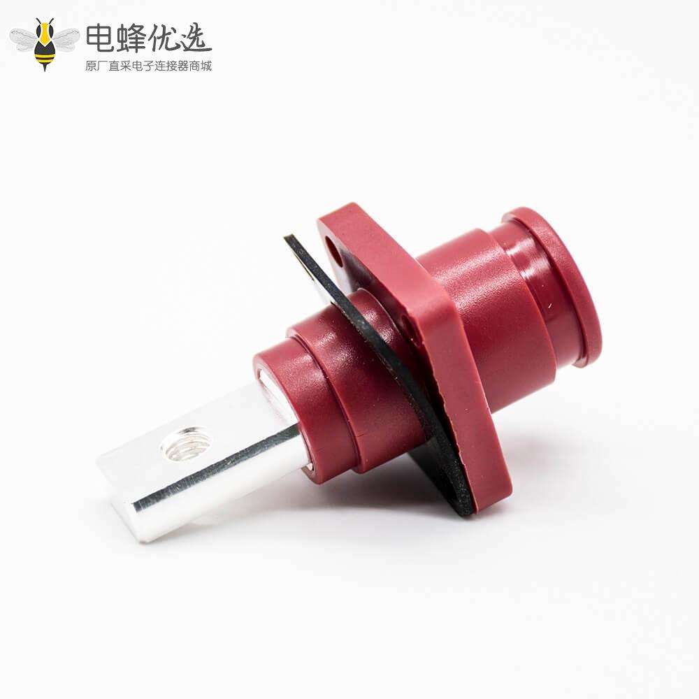 新能源电源储能连接器单芯6mm公母插座插头直弯对接60A红色塑料防水IP67铜牌连接