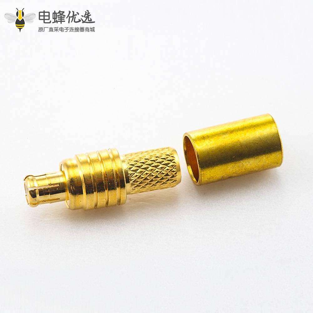 纵向焊接接头MCX压接式接头公头直式铜镀金50&Omega;