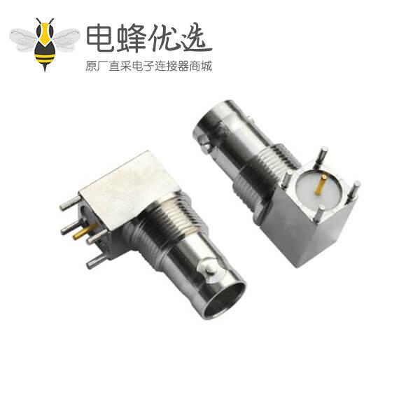 BNC方头5引脚锌合金弯式同轴射频连接器PCB