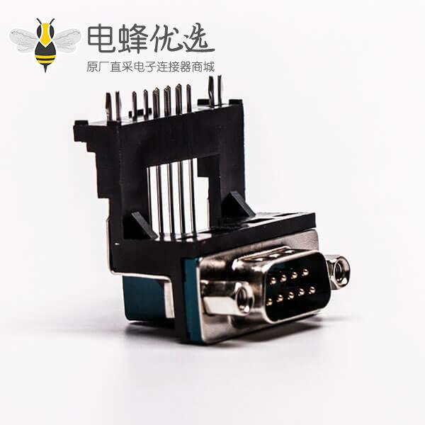 D-Sub连接器9针公对高架5.8铆锁黑胶接PCB板