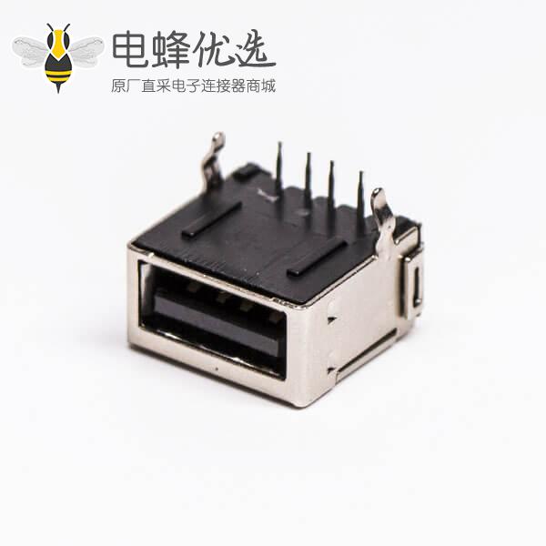 usb 2.0 a母座dip黑色全屏蔽式弯头