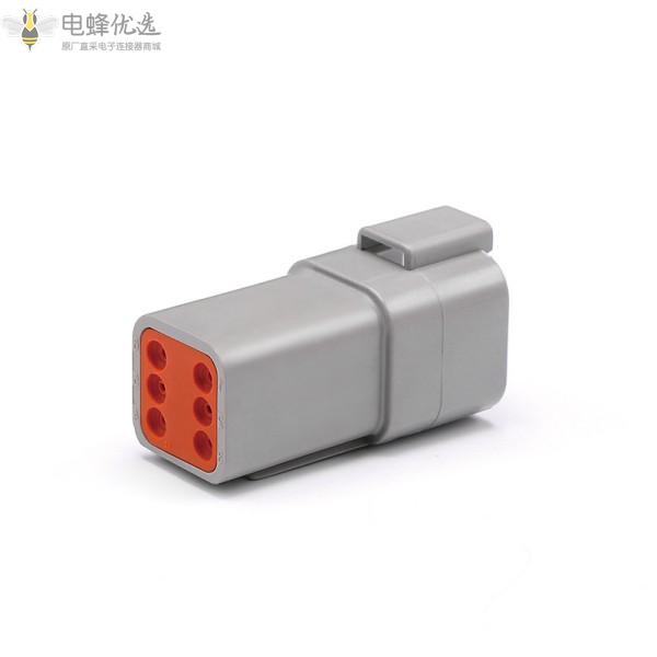 04-6P汽车连接器13A防水6芯公端接插件公对接端子线束插头