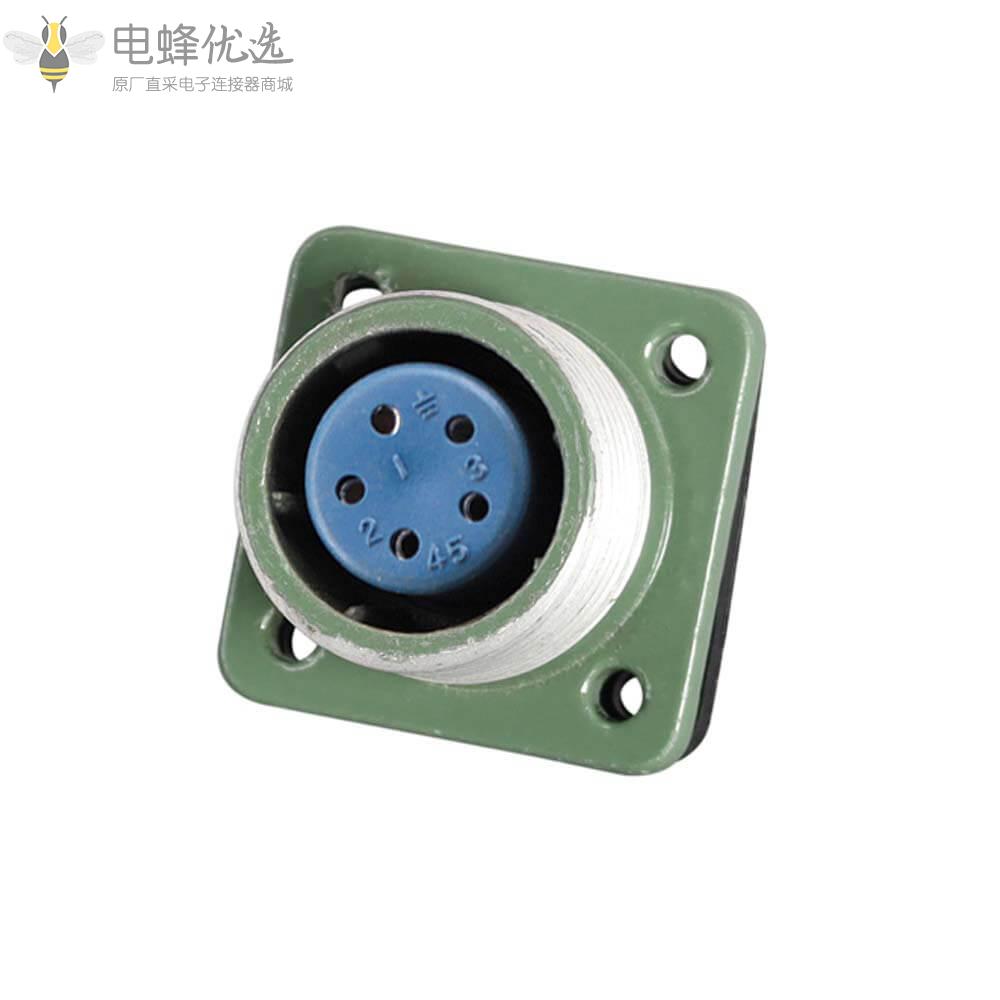 四孔法兰YD20直式5芯反装Z底座航空连接器10A防水防潮插座2P+PE