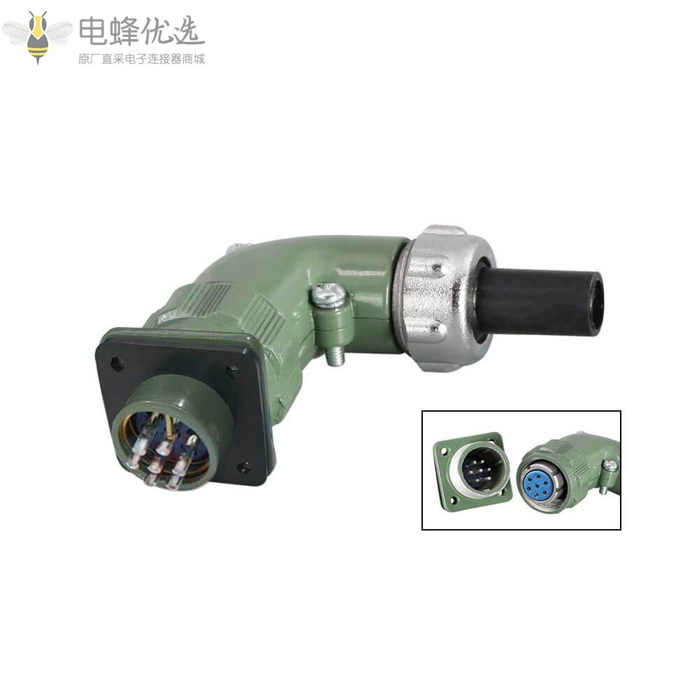 高质量航空插头插座YD20弯式7芯正装TS+Z防水10A400V航空连接器2P+PE