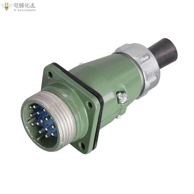 圆形带四孔法兰航空连接器YD28防水15芯直式正装ZQ公插座10A400V