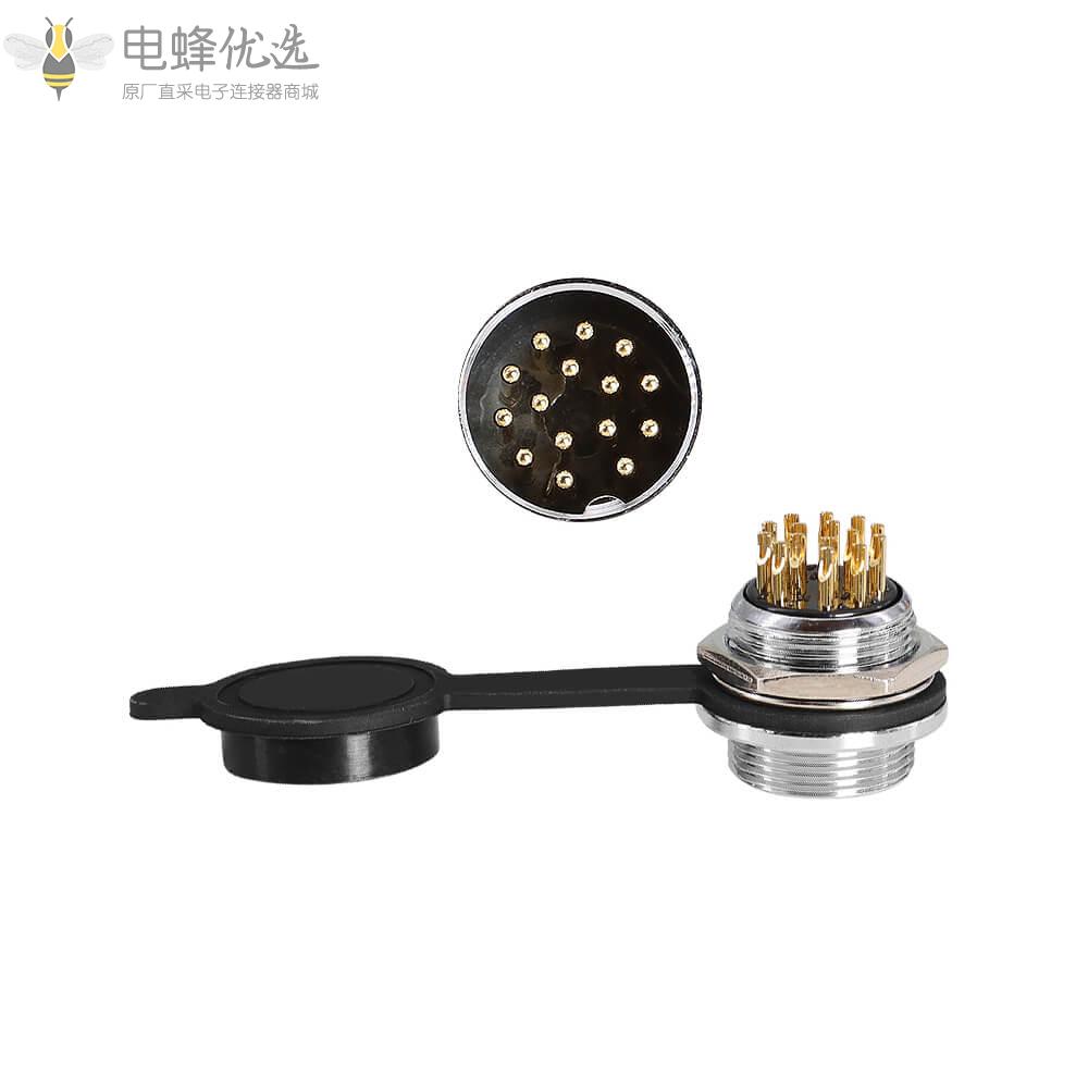 圆形金属直式GX20-15芯插头插座防水5A150V航空连接器IP55