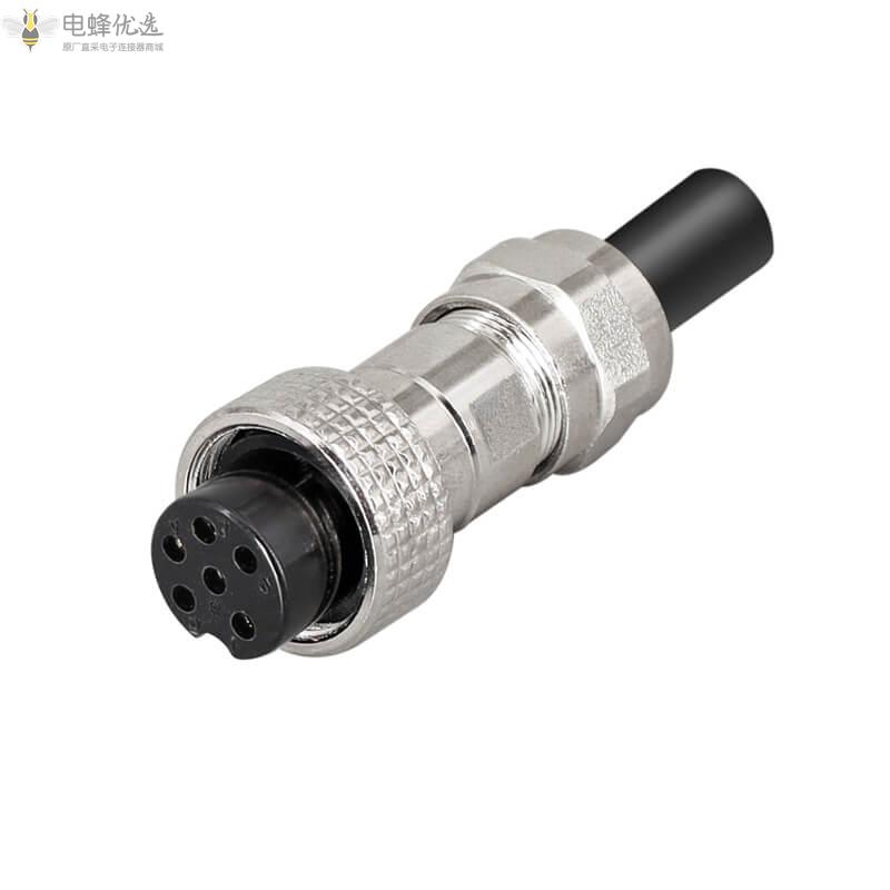 高品质直式GX16航空插头6芯母头接线焊线4A125V防水航空连接器