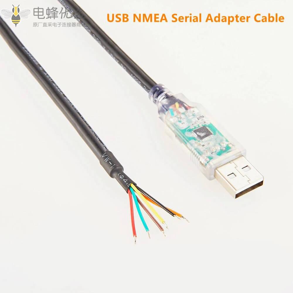USB串口线Type_A_USB2.0公头NMEA2000单边线接1m线材
