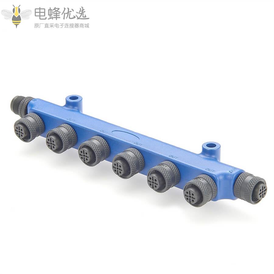 NMEA_2000_6通船舶定位系统5芯T型连接器7个M12母头5芯转5芯公头轮船游艇电子传感器插头