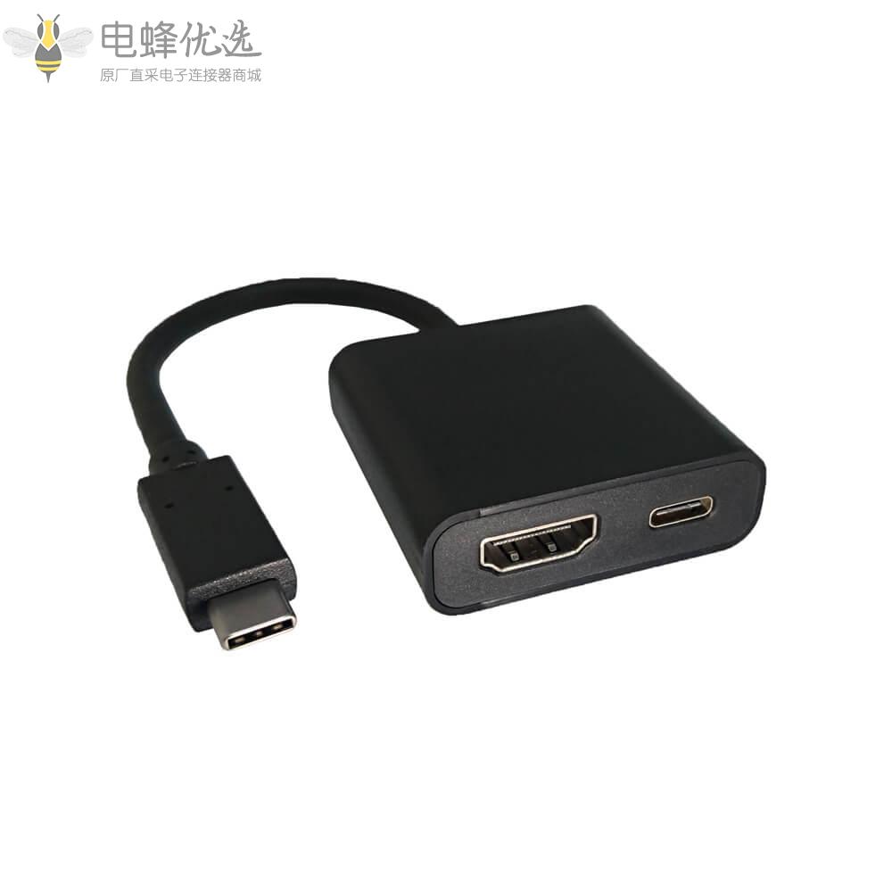 1_IN_2适配器USB_3.1_C型转PD(60W)Hdmi(4K60MHZ)多端口适配器多端口USB_C型加密狗