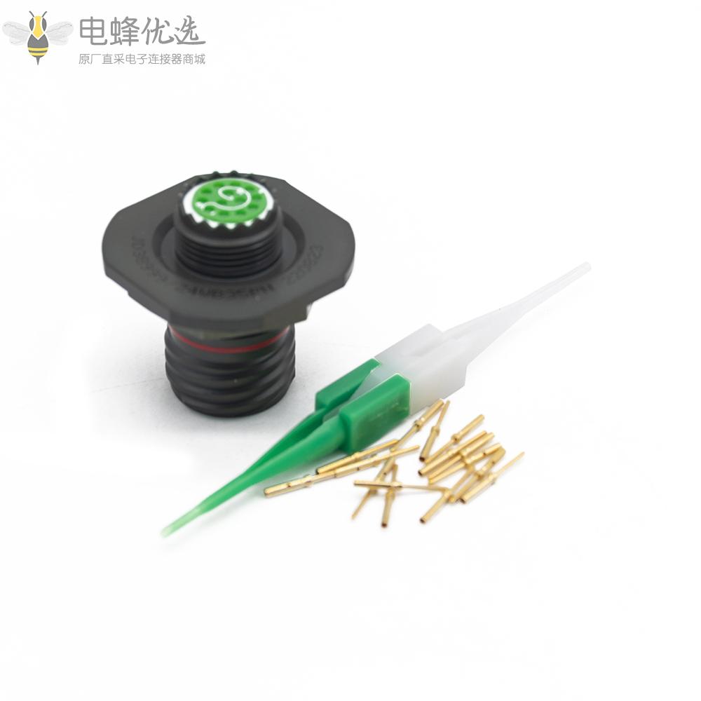 D38999连接器11号壳体N键位13芯螺母安装带针公插头
