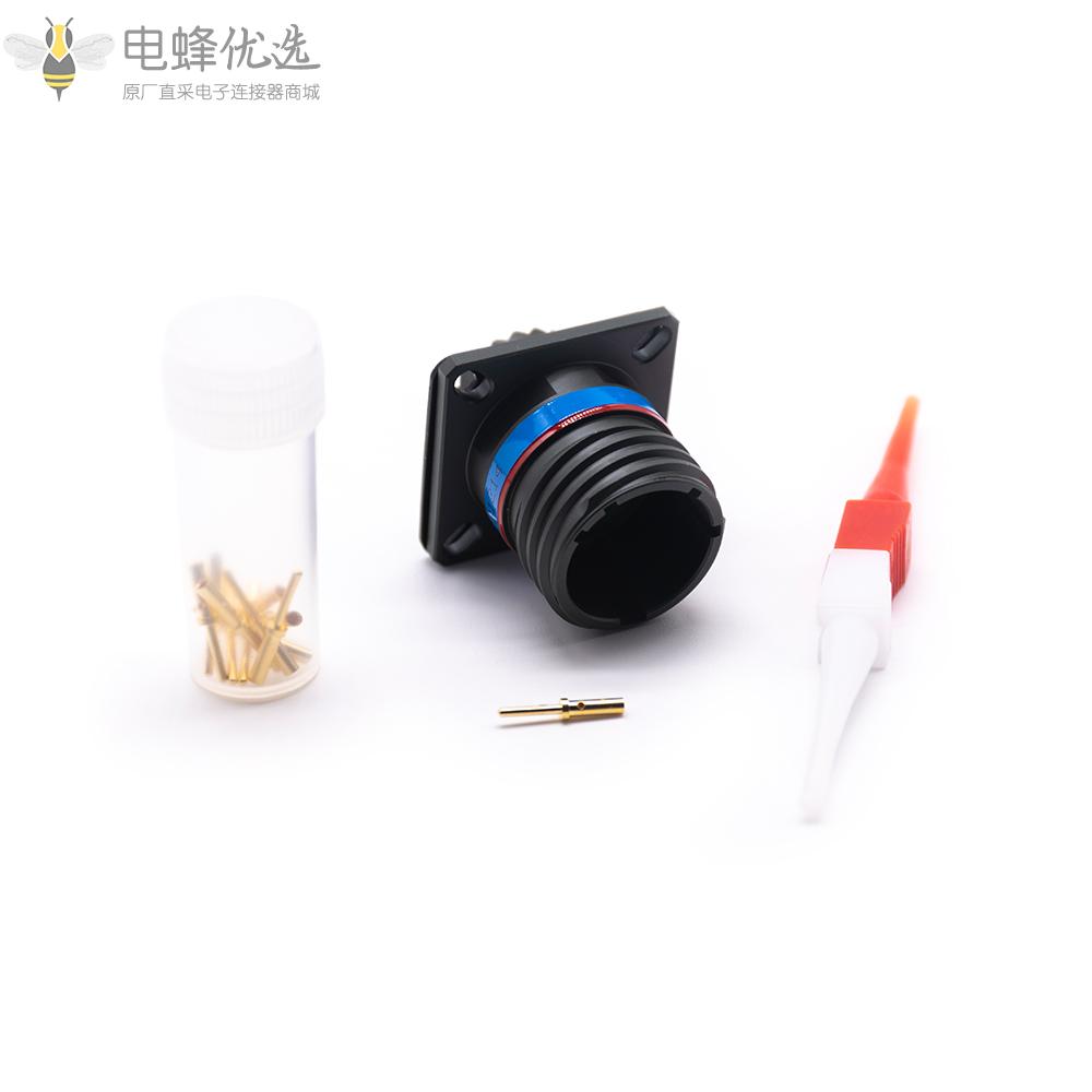 D38999插头10芯13号壳体连接器方形法兰N键位带针公座