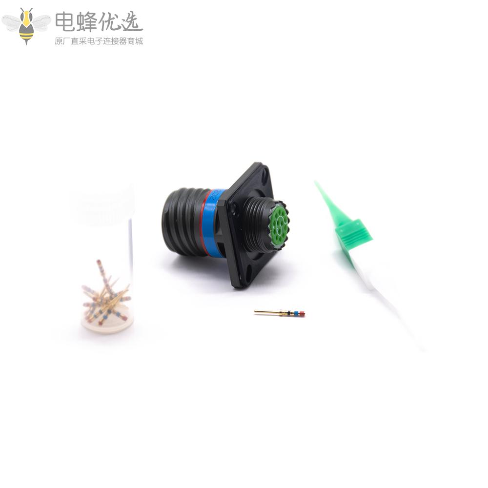 D38999插座13芯N键位11号壳体方形法兰带针公座