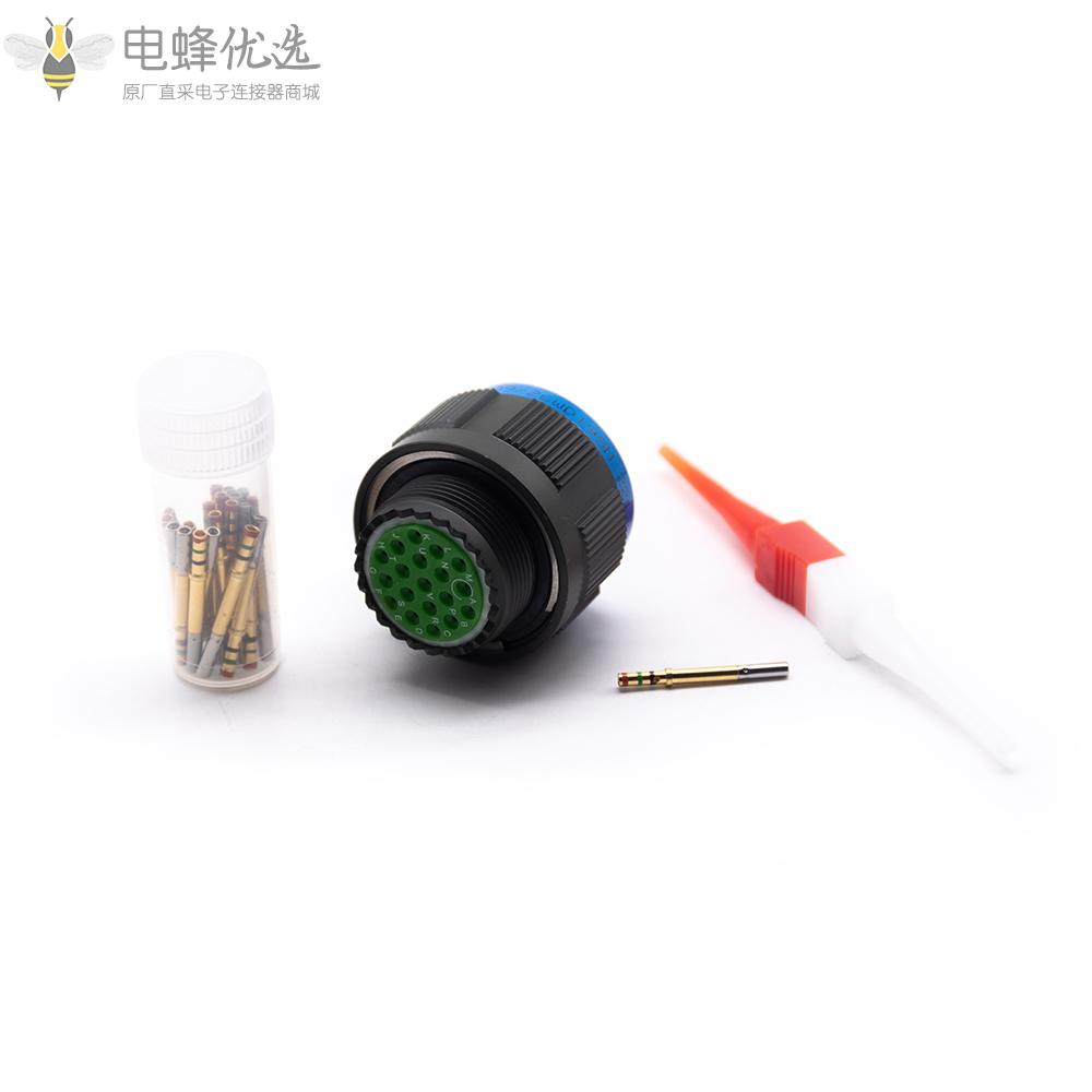 D38999工防连接器15号壳体19芯带孔N键位母插头