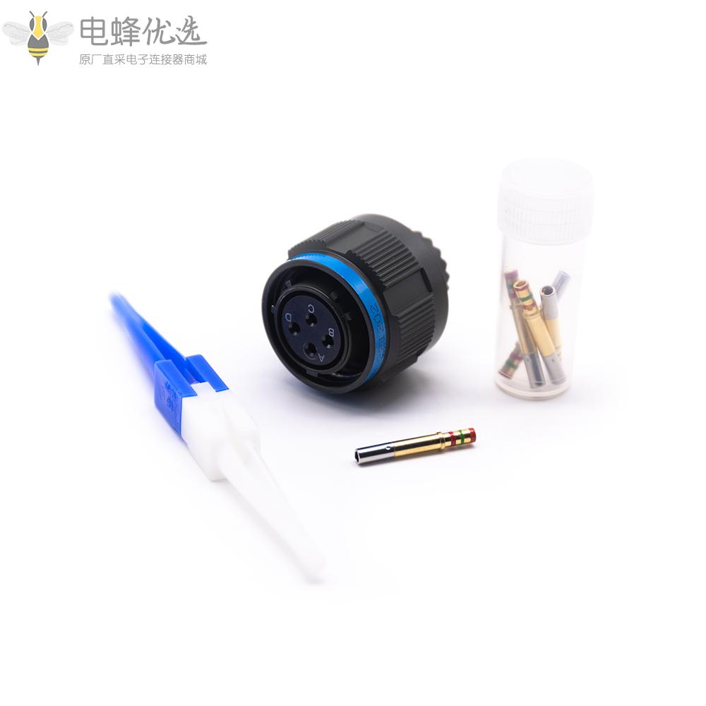D38999连接器N键位13号壳体4芯带孔母插头
