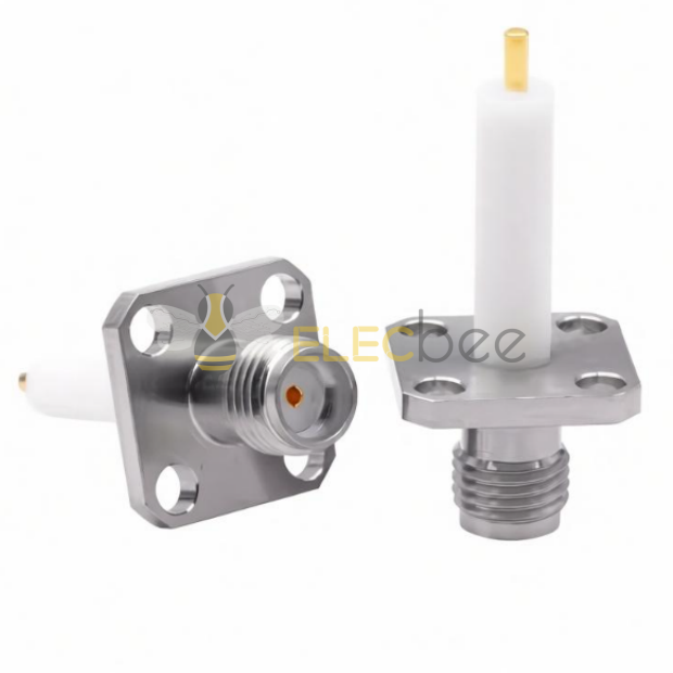 4孔法兰不锈钢固定底座SMA-KFD127GC微带连接器18G